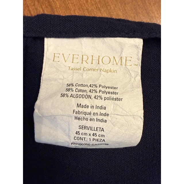 75 American Everhome Navy Napkins With Tassels For Sale - Image 4 of 4