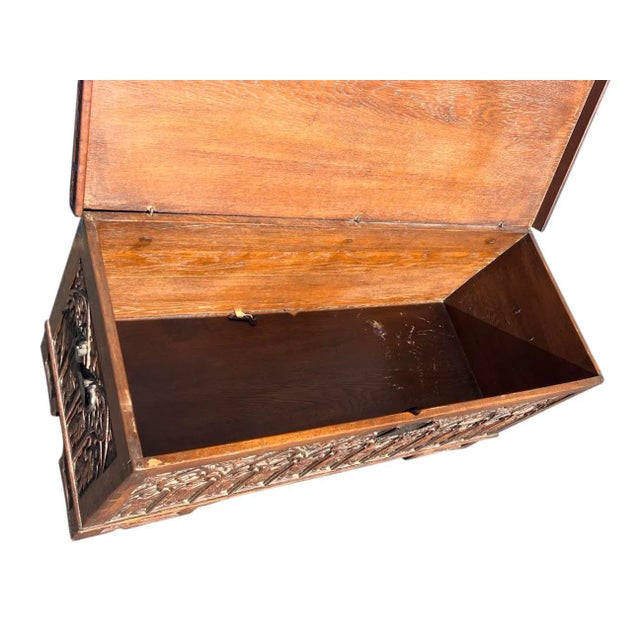 19th Century 19th Century Carved Gothic Oak Blanket Chest For Sale - Image 5 of 7