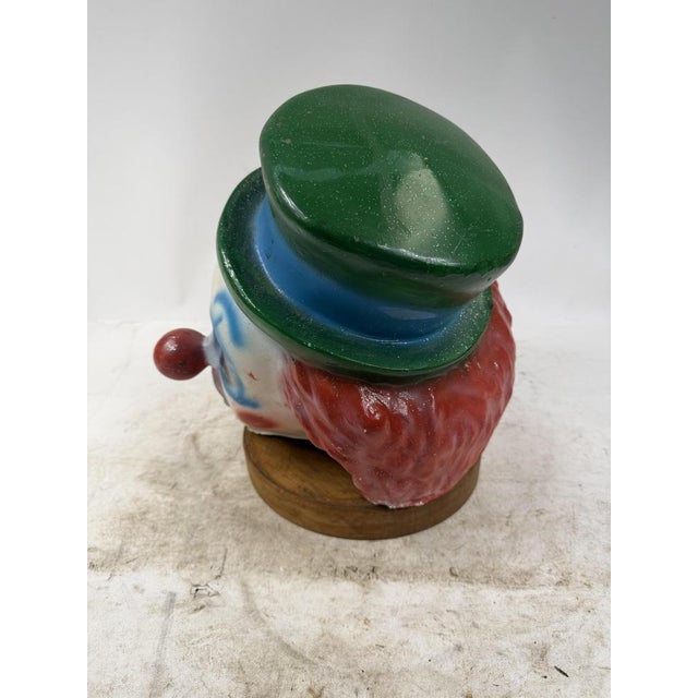 Fiberglass Clown Head Sculpture with Wooden Base, 1960s For Sale - Image 6 of 14