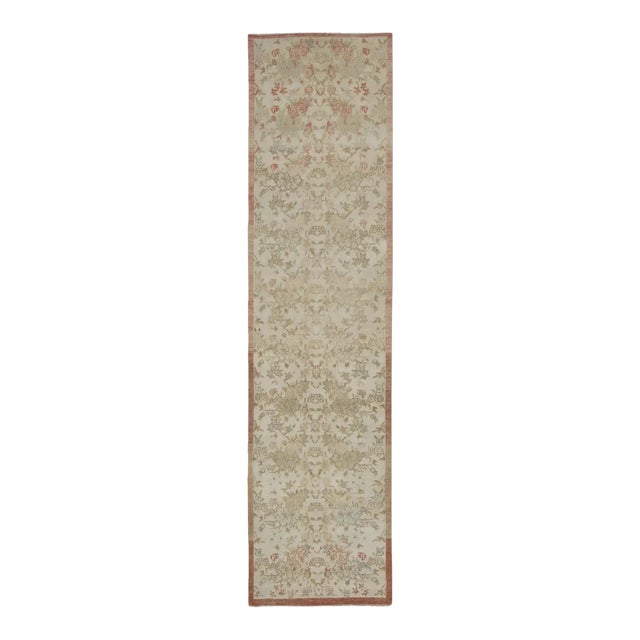 Vintage Turkish Runner With Floral Rosette & Vine Border - Rug & Kilim For Sale