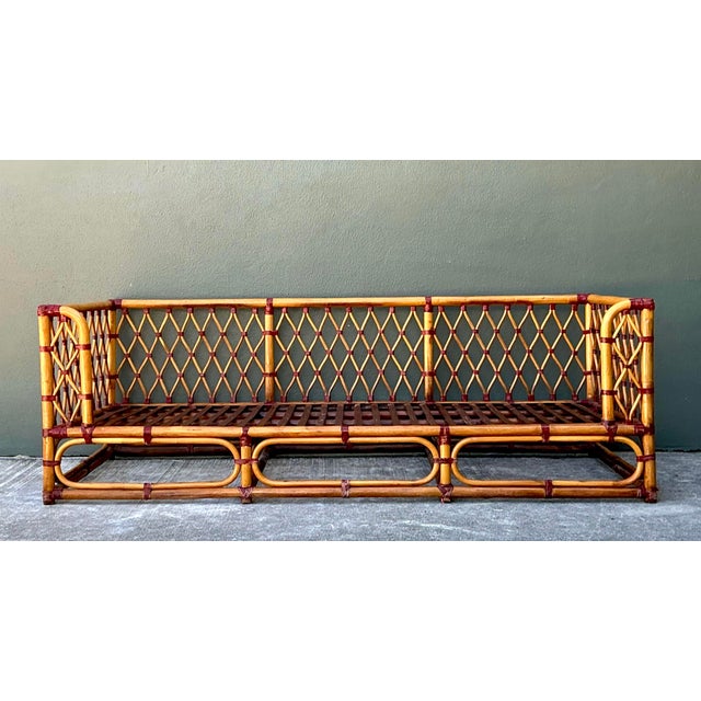 Vintage Trellis Rattan Sofa For Sale - Image 14 of 17