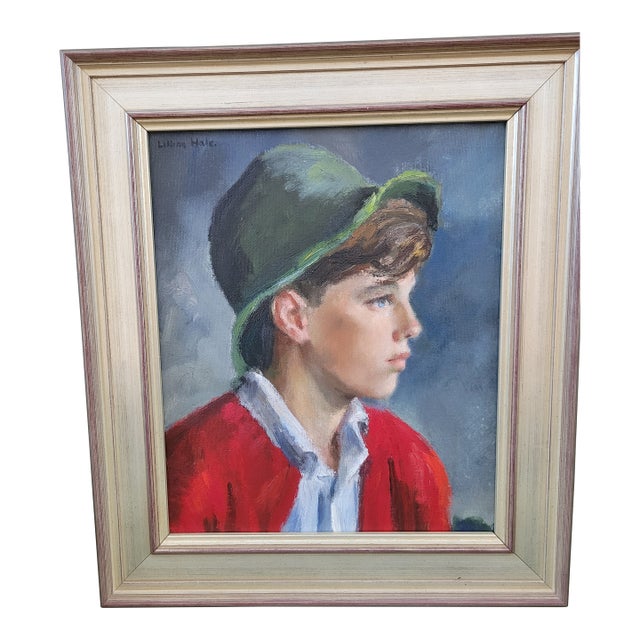 Vintage 1940s Portrait of Keith Hale by Lillian Hale – Oil on Canvas For Sale