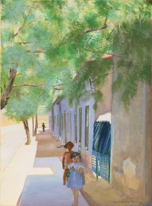 'In the Shade of La Casa Cordova, Tucson' by Marian Stahl, Circa 1960