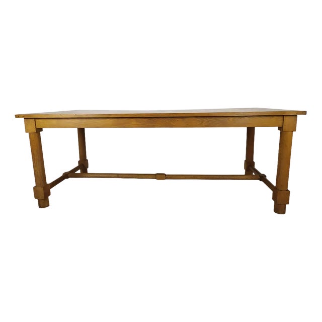Oak Table by Jacques Adnet For Sale