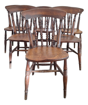 Antique Farmhouse Dining Chairs in Oak, Befos, Set of 6