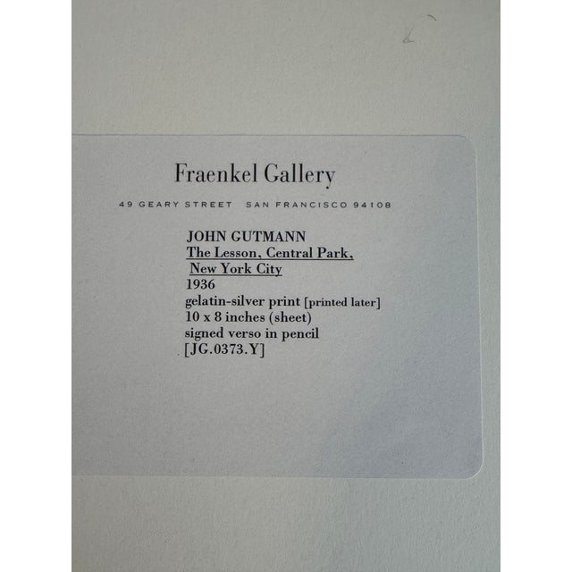 Printmaking Materials John Gutmann – The Lesson, Central Park, New York City (1936) Later Gelatin Silver Print, Signed – Fraenkel Gallery For Sale - Image 7 of 7