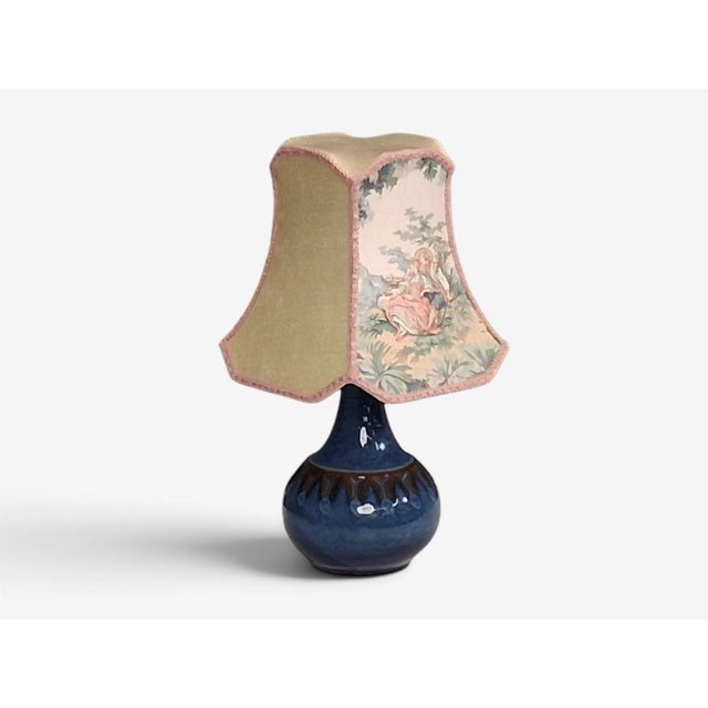 1960s 1960s Søholm Stentøj, Small Table Lamp, Dark Blue Stoneware, For Sale - Image 5 of 13