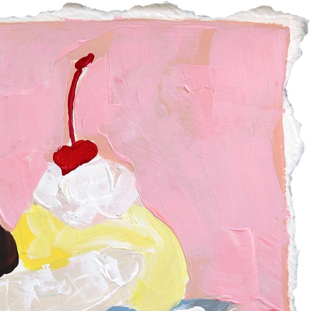 Abstract Sunday Funday - Abstract Pastel-Tone Ice Cream Still Life Painting on Paper Original Artwork by Kellie Newsome For Sale - Image 3 of 8