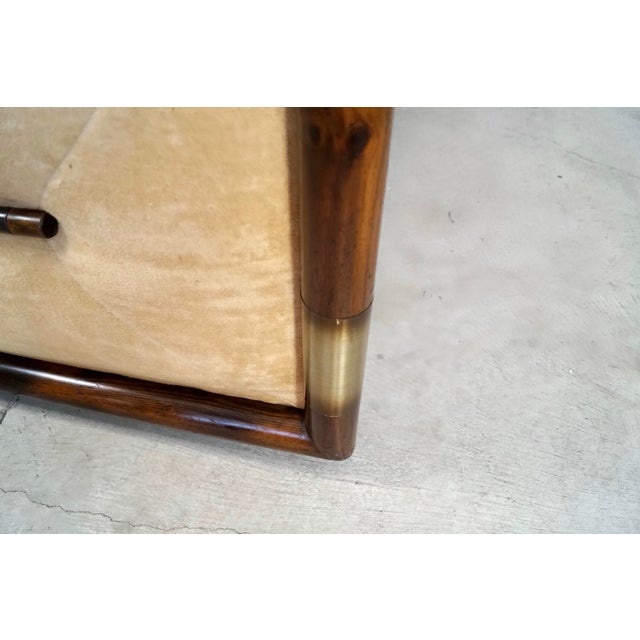 1970’s Hollywood Regency Campaign Tuxedo Loveseat Sofa For Sale - Image 10 of 12