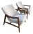 Mid Century Style Lounge Chairs Walnut Frames Gray Chenille -Pair For Sale
