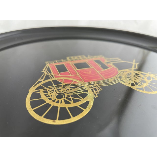 Mid-Century Modern Vintage Stagecoach Couroc Tray For Sale - Image 3 of 6