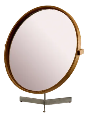 Oak and Metal Dressing Table Mirror by Uno and Östen Kristiansson for Luxus, Sweden, 1960s