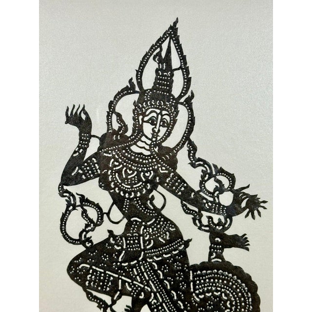 Vintage 1950s Hand-Cut Thai Siam Dancer Framed Artwork (Nang Yai Style) For Sale - Image 4 of 10