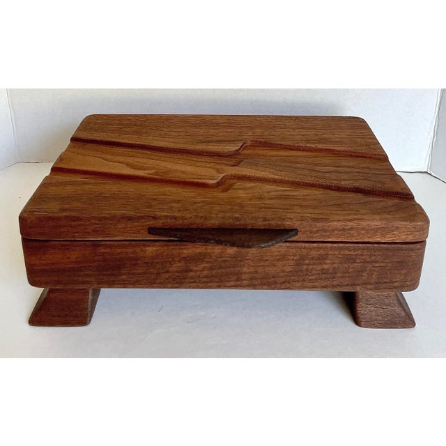 Mid 20th Century Hand-Made Signed Art Deco Wood Jewelry Accessory Box For Sale - Image 13 of 13