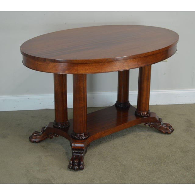 Antique Mahogany Oval Claw Foot Empire Style Library Table ...