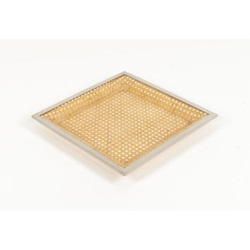 Mid-Century Modern Serving Tray in Rattan and Chrome from Christian Dior, 1970s For Sale - Image 8 of 12