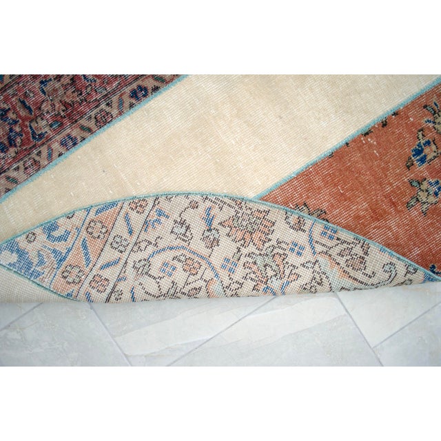 Hand Knotted Circular Turkish Rug, Neutral Ivory & Rust Boho Floor Decor Area Rug - 4'10" Diameter For Sale - Image 9 of 11