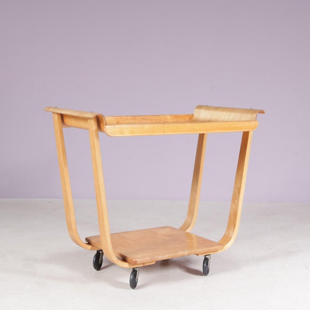 Vintage Dutch PB01 Birch Trolley by Cees Braakman for Pastoe, Netherlands, 1950s For Sale - Image 10 of 10
