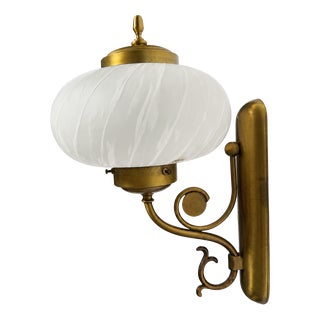 Mid-Century Italian Brass and Murano Swirl Glass Sconce by Vetreria Lag, 1970s For Sale