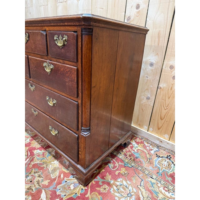 Georgian Chest of Drawers in Oak and Brass For Sale - Image 4 of 10