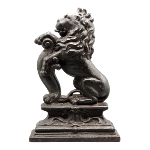 19th-Century English Rampart Lion Iron Door Stop Door Porter