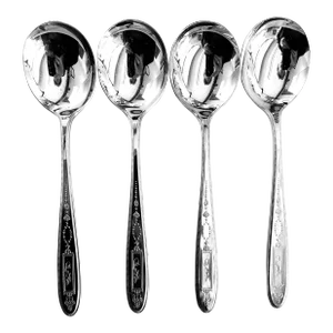 1920's Community Silver Plate"Grosvenor" Pattern Soup Spoons “g” Monogram Set of 4