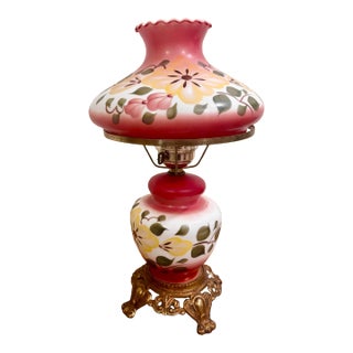 Vintage Hurricane Gone With the Wind Electric Lamp Hand Painted Flowers For Sale