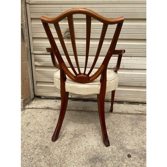 Wood Late 20th Century Vintage Federal Style Wheat Shield Back Mahogany Carved Armchair For Sale - Image 7 of 16