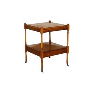 Flamed Mahogany Side Table with Butlers Serving Tray from Bradley Furniture, 1980s For Sale