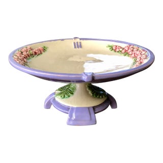 1920s Art Deco Eichwald Czechoslovakia Majolica Footed Cake/Pastry Stand For Sale