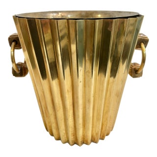 Mid 20th Century Art Deco Brass Champagne or Ice Bucket With Liner For Sale