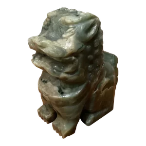 Vintage Chinese Carved Green Jade Foo Lion Dragon Dog Figurine