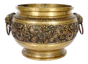 Large Heavy Chinese Cast Gilt Bronze Planter