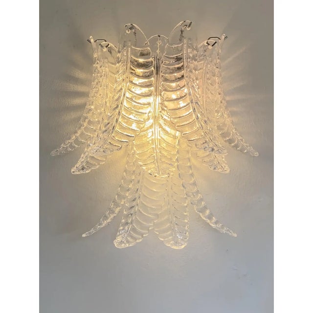 Transparent “Felci” Murano Glass Sconces – A Pair For Sale - Image 6 of 10