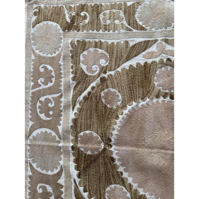 Tan Tashkent Suzani Tablecloth — Vintage Textile For Sale - Image 8 of 10