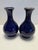Beautiful matching pair of Kutani Japan bud vases in rich cobalt blue with gold rim and a detailed hand-painted floral &...