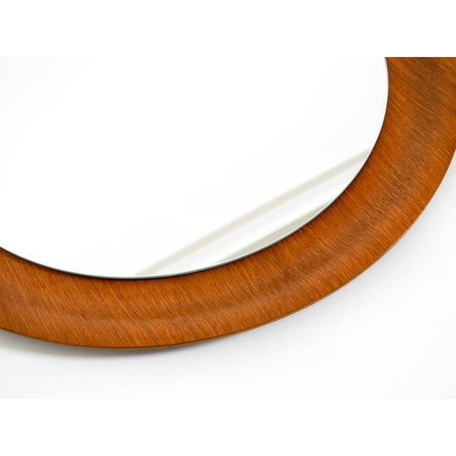 Brown Mid-Century Modern Round Teak Wall Mirror by Ary Fanerprodukter Nybro, Sweden, 1960s For Sale - Image 8 of 13