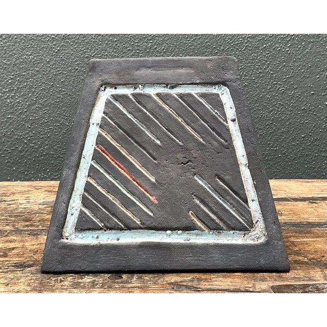 Vintage Geometric Patterned Ceramic Tile For Sale - Image 11 of 12