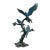 1980s Monumental Verdigris Bronze Parrots Sculpture on Tree Trunk Base For Sale