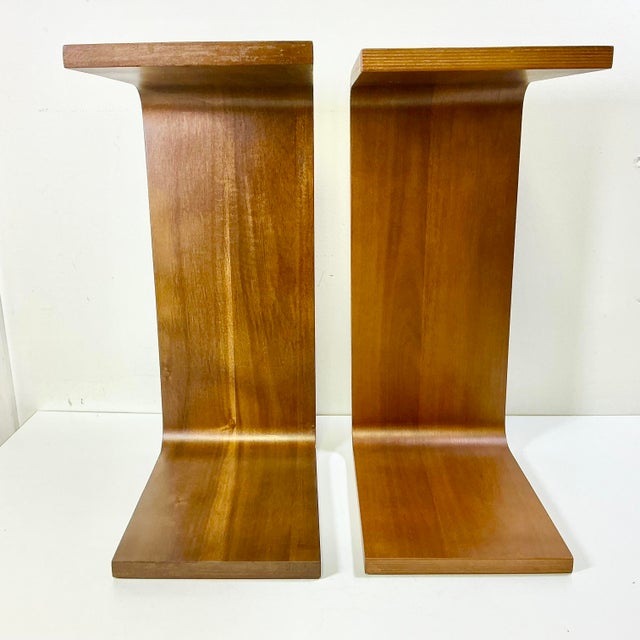 1980s Vintage Italian Style Postmodern Contemporary Teak Bentwood Drinks Table - A Pair For Sale - Image 13 of 13