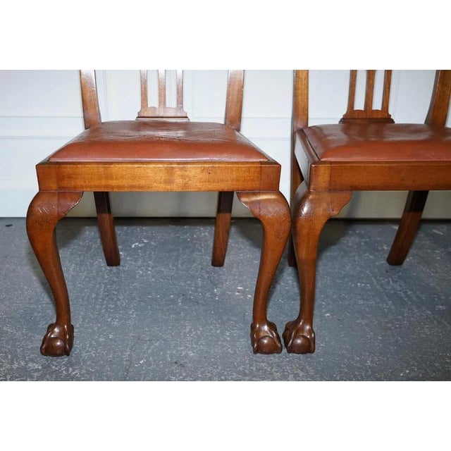 Animal Skin Chippendale Style Dining Chairs with Leather Seats, Set of 5 For Sale - Image 7 of 18