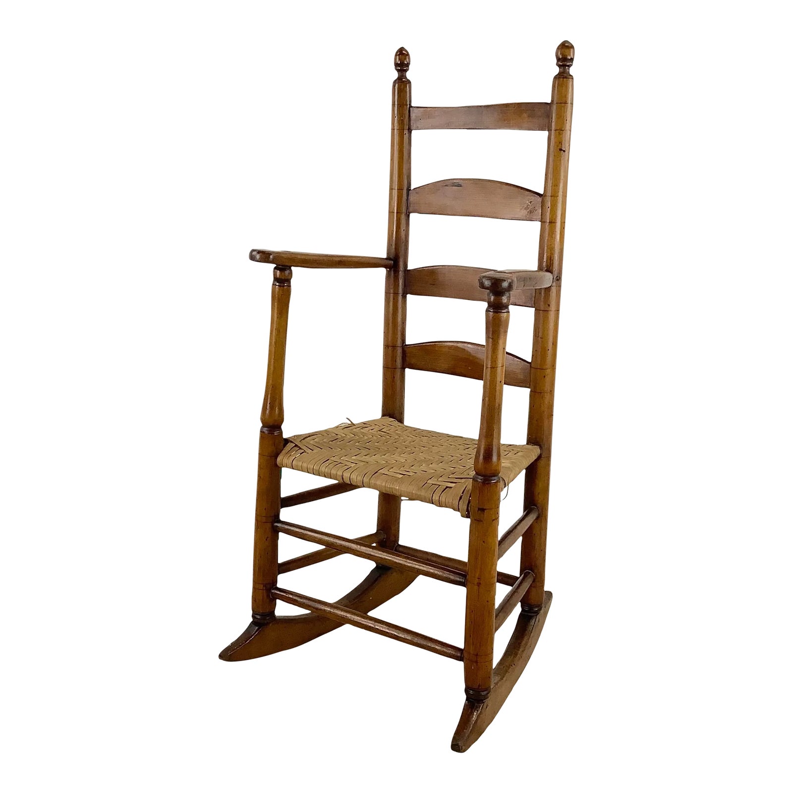 Vintage Antique Rush Seat Child Rocking Chair | Chairish