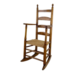 Vintage Antique Rush Seat Child Rocking Chair