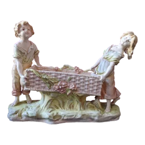 1900s Large Antique Dux Bohemia Porcelain Figurine Centerpiece
