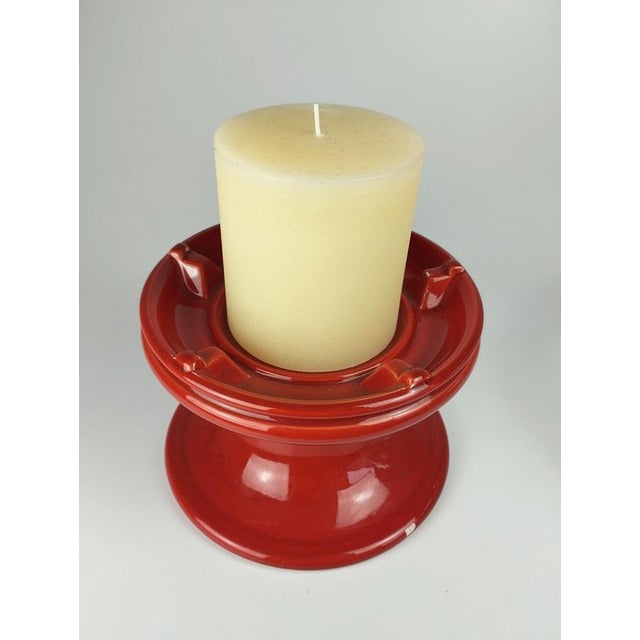 Large Space Age Candleholder or Lantern in Glass and Ceramic, 1970s For Sale - Image 5 of 14
