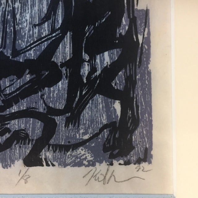 Original wood Block print Signed lower right image size is 21 x 7 overall size with Mat is 13 x 28 unframed