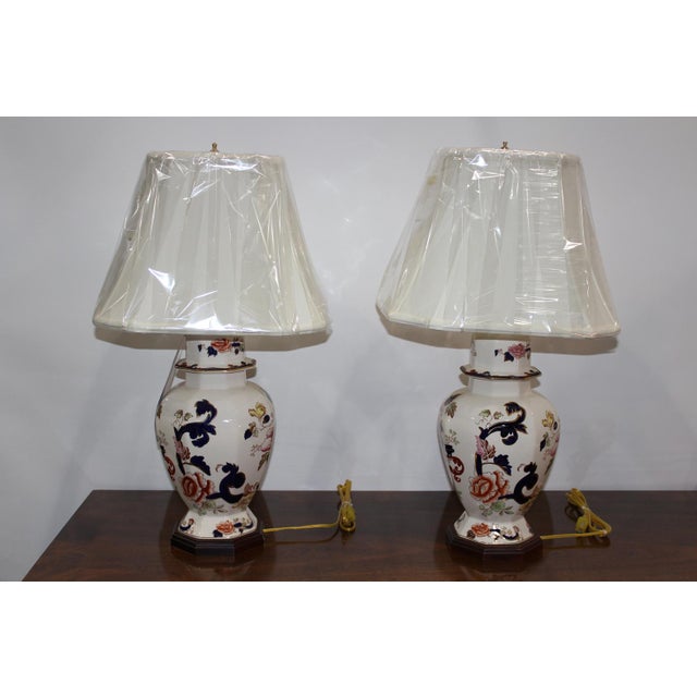 1970s 1970s Mason's Ironstone Blue Mandalay Lamps - A Pair For Sale - Image 5 of 12
