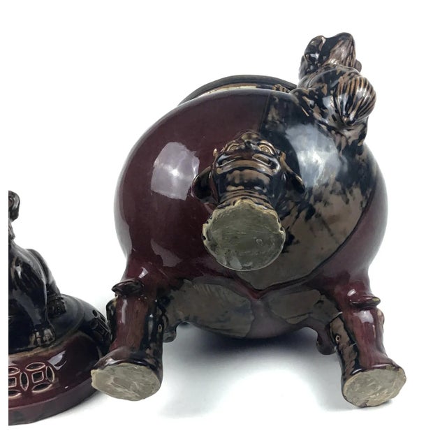Large Chinese Porcelain Foo Dog Lion Incense Burner For Sale - Image 12 of 13