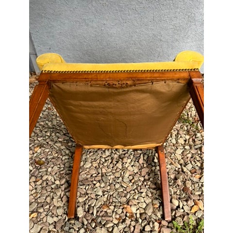 Vintage Curved Arm Upholstered Armchair For Sale - Image 13 of 13