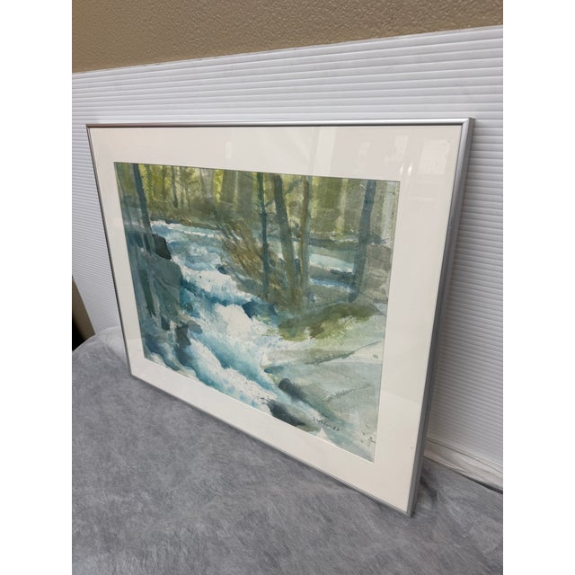 Impressionist Circa 1983 Larry Welden Russian River Watercolor, Framed For Sale - Image 3 of 12